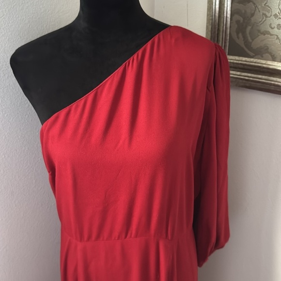Reformation Lawrence Red Asymmetrical One-Shoulder Cocktail Dress Sz 12 - Picture 7 of 16